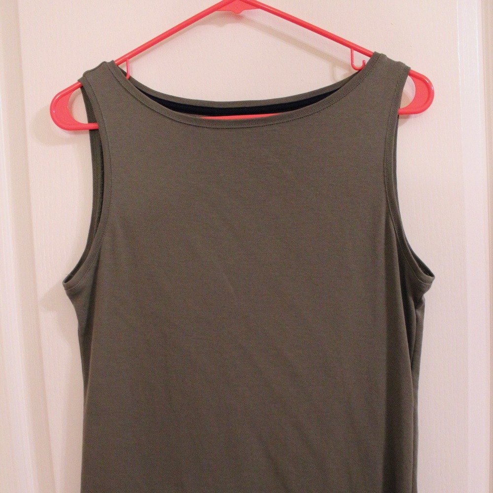 Talbots Bateau Neck Tank Olive Green Size M